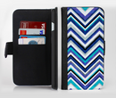 The Vibrant Blue Sharp Chevron Ink-Fuzed Leather Folding Wallet Credit-Card Case for the Apple iPhone 6/6s, 6/6s Plus, 5/5s and 5c