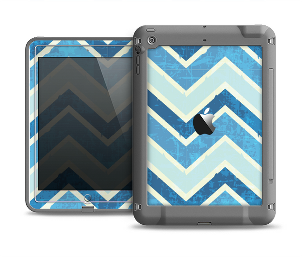 The Vibrant Blue Vintage Chevron V3 Apple iPad Air LifeProof Fre Case Skin Set