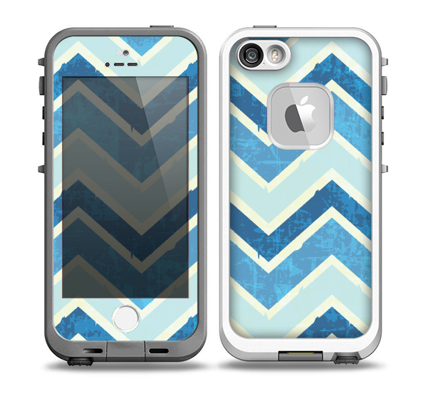 The Vibrant Blue Vintage Chevron V3 Skin for the iPhone 5-5s fre LifeProof Case