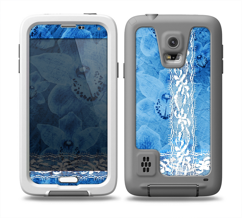 The Vibrant Blue & White Floral Lace Skin Samsung Galaxy S5 frē LifeProof Case