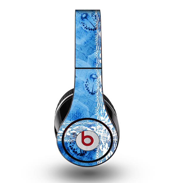 The Vibrant Blue & White Floral Lace Skin for the Original Beats by Dre Studio Headphones