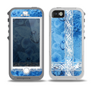 The Vibrant Blue & White Floral Lace Skin for the iPhone 5-5s OtterBox Preserver WaterProof Case