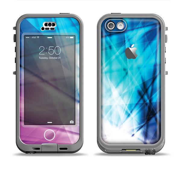 The Vibrant Blue and Pink HD Shards Apple iPhone 5c LifeProof Nuud Case Skin Set