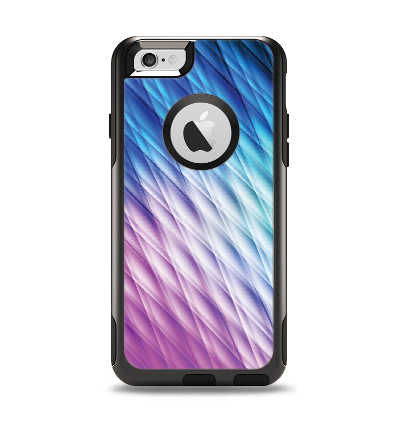 The Vibrant Blue and Pink Neon Interlock Pattern Apple iPhone 6 Otterbox Commuter Case Skin Set
