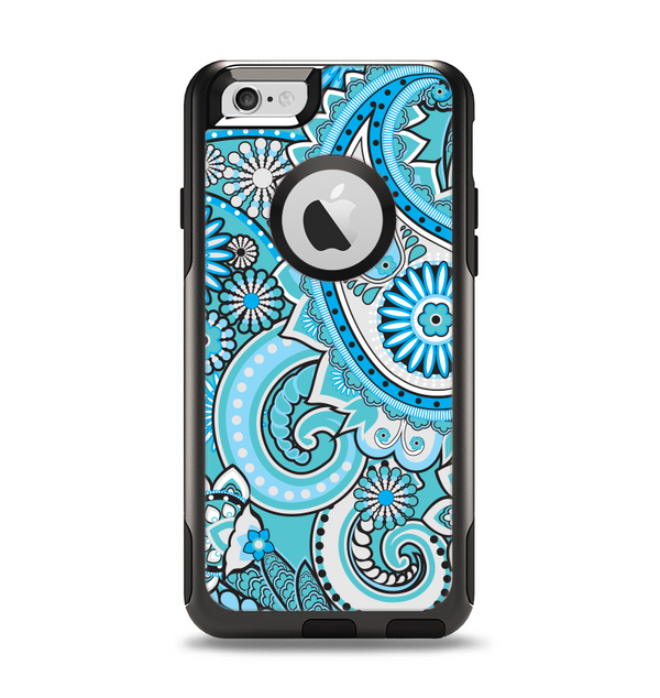 The Vibrant Blue and White Paisley Design  Apple iPhone 6 Otterbox Commuter Case Skin Set
