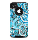 The Vibrant Blue and White Paisley Design Skin for the iPhone 4-4s OtterBox Commuter Case