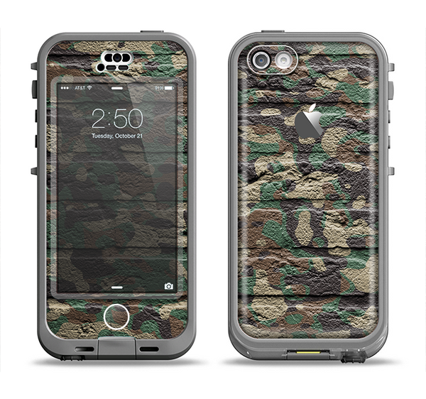 The Vibrant Brick Camouflage Wall Apple iPhone 5c LifeProof Nuud Case Skin Set