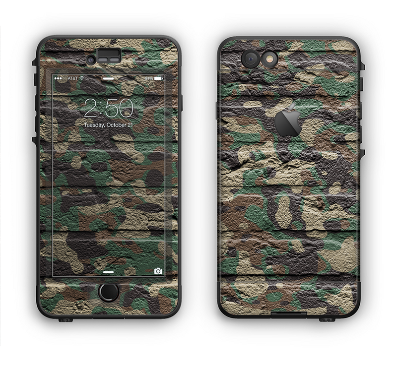 The Vibrant Brick Camouflage Wall Apple iPhone 6 LifeProof Nuud Case Skin Set