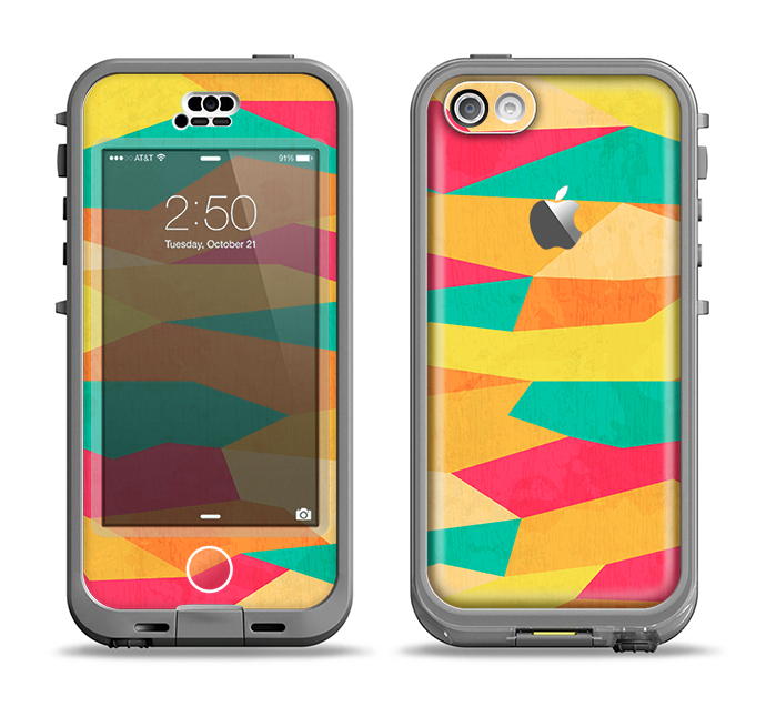 The Vibrant Bright Colored Connect Pattern Apple iPhone 5c LifeProof Nuud Case Skin Set