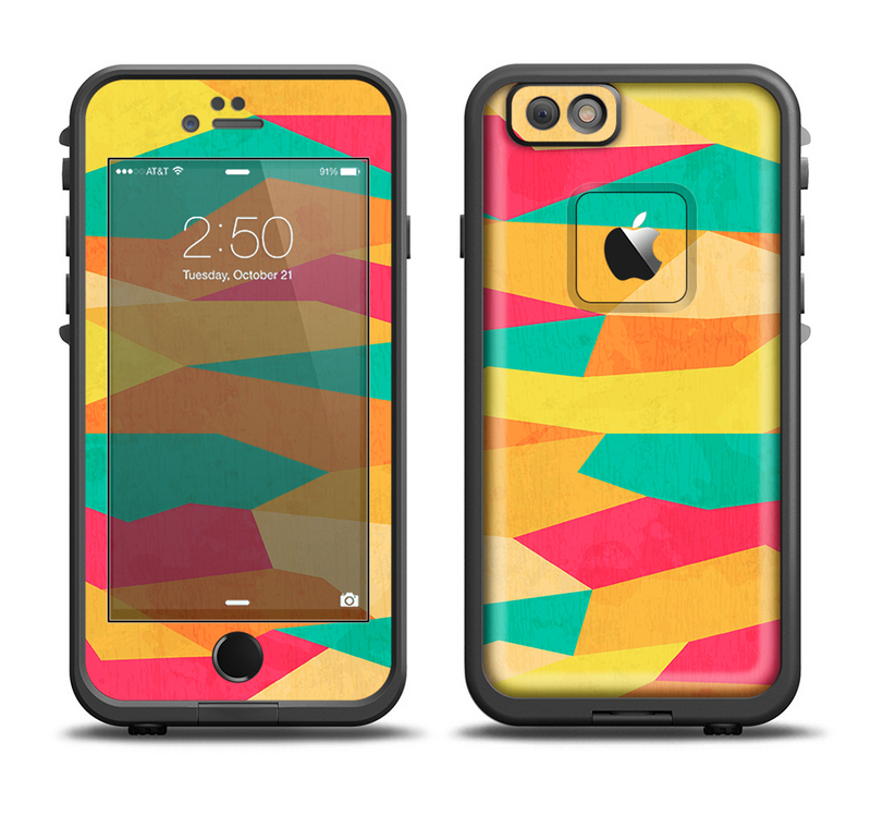 The Vibrant Bright Colored Connect Pattern Apple iPhone 6/6s Plus LifeProof Fre Case Skin Set
