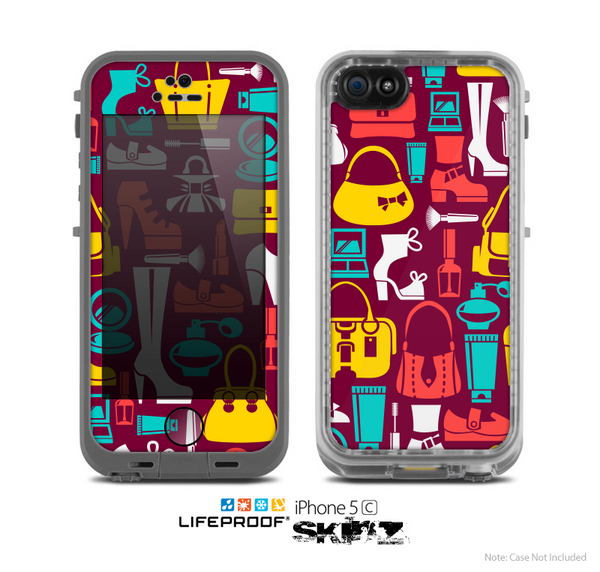 The Vibrant Burgundy Vector Shopping Skin for the Apple iPhone 5c LifeProof Case