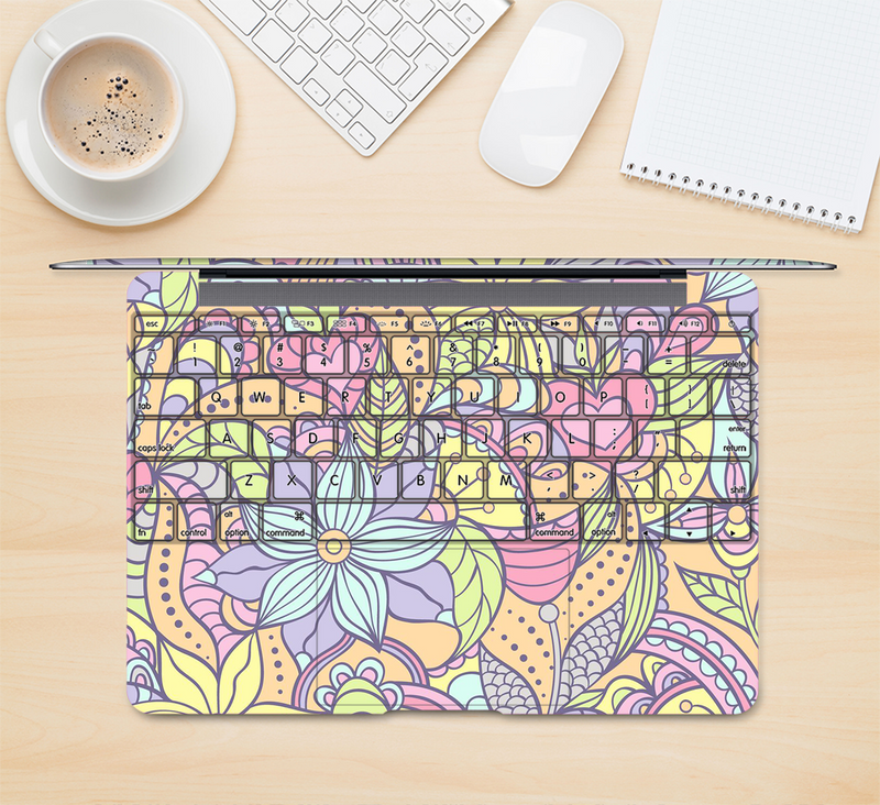 The Vibrant Color Floral Pattern Skin Kit for the 12" Apple MacBook (A1534)