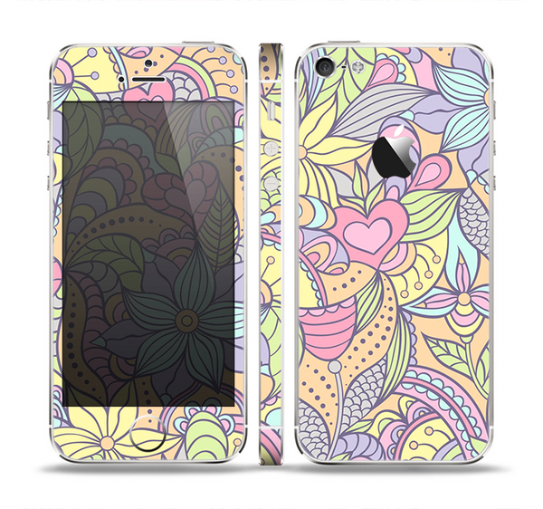 The Vibrant Color Floral Pattern Skin Set for the Apple iPhone 5