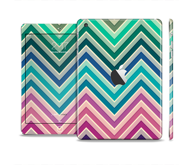 The Vibrant Colored Chevron Layered V4 Skin Set for the Apple iPad Mini 4