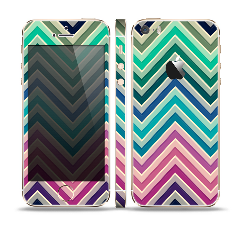 The Vibrant Colored Chevron Layered V4 Skin Set for the Apple iPhone 5s