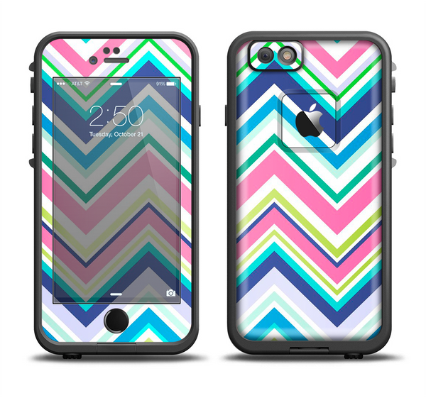 The Vibrant Colored Chevron Pattern V3 Apple iPhone 6 LifeProof Fre Case Skin Set