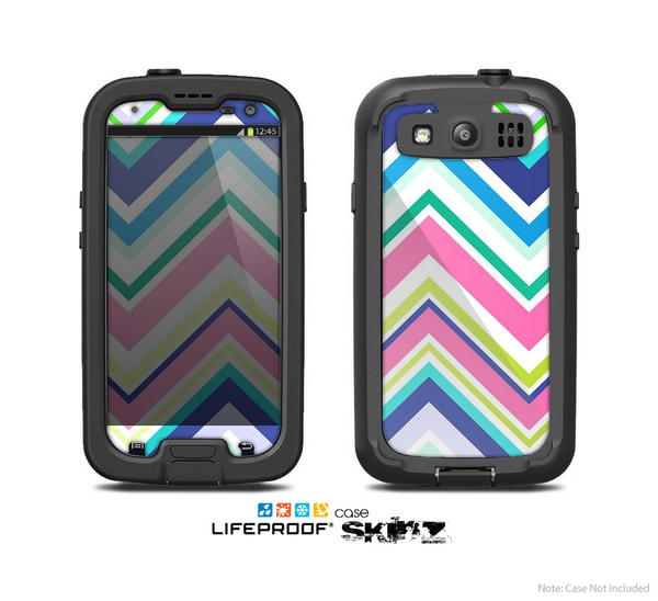 The Vibrant Colored Chevron Pattern V3 Skin For The Samsung Galaxy S3 LifeProof Case