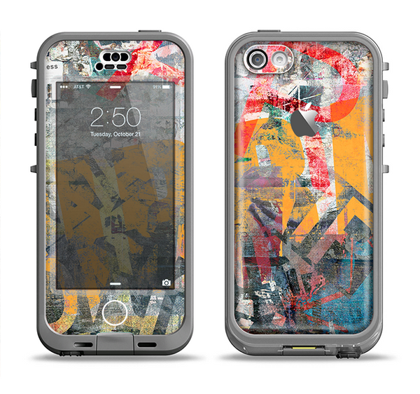 The Vibrant Colored Graffiti Mixture Apple iPhone 5c LifeProof Nuud Case Skin Set