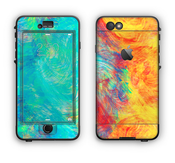 The Vibrant Colored Messy Painted Canvas Apple iPhone 6 LifeProof Nuud Case Skin Set