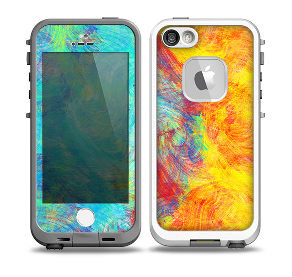 The Vibrant Colored Messy Painted Canvas Skin for the iPhone 5-5s fre LifeProof Case