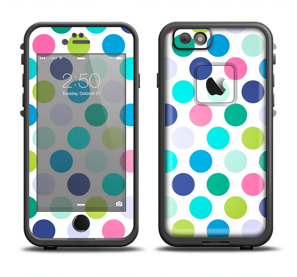 The Vibrant Colored Polka Dot V1 Apple iPhone 6 LifeProof Fre Case Skin Set