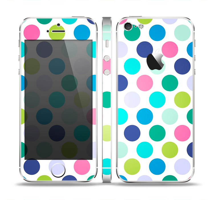 The Vibrant Colored Polka Dot V1 Skin Set for the Apple iPhone 5