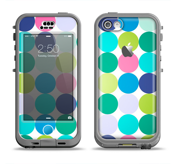 The Vibrant Colored Polka Dot V2 Apple iPhone 5c LifeProof Nuud Case Skin Set