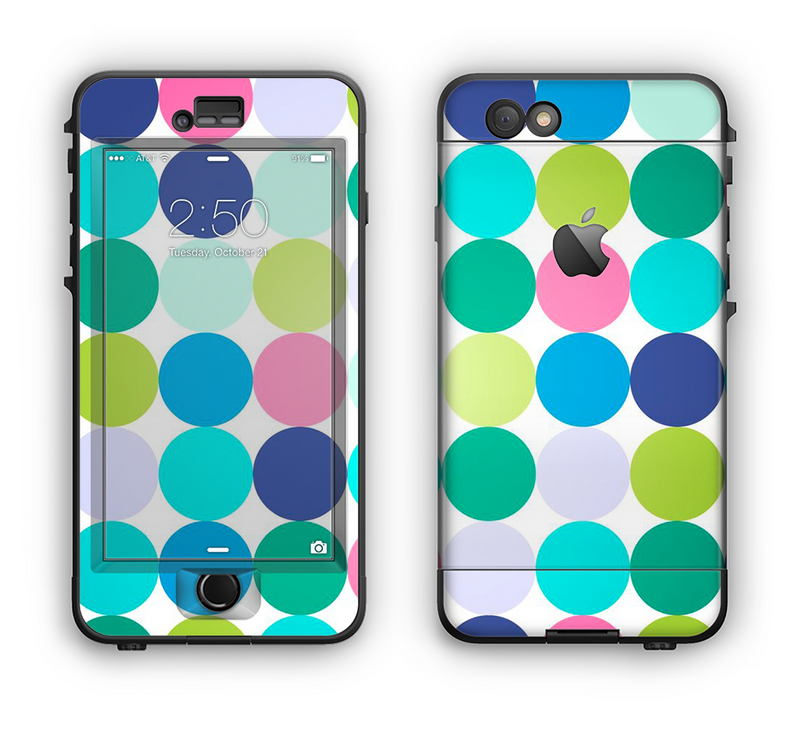 The Vibrant Colored Polka Dot V2 Apple iPhone 6 LifeProof Nuud Case Skin Set
