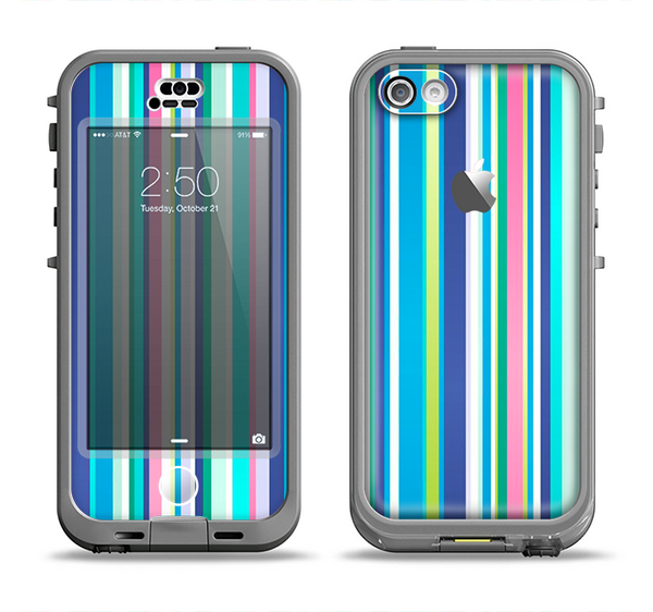 The Vibrant Colored Stripes Pattern V3 Apple iPhone 5c LifeProof Nuud Case Skin Set
