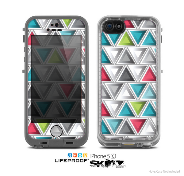 The Vibrant Colored Triangled 3d Shapes Skin for the Apple iPhone 5c LifeProof Case