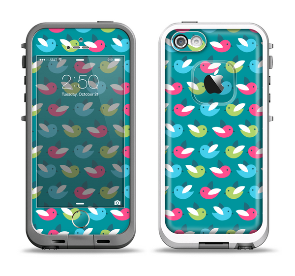 The Vibrant Colored Vector Bird Collage Apple iPhone 5-5s LifeProof Fre Case Skin Set