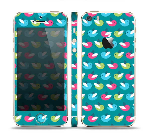 The Vibrant Colored Vector Bird Collage Skin Set for the Apple iPhone 5s