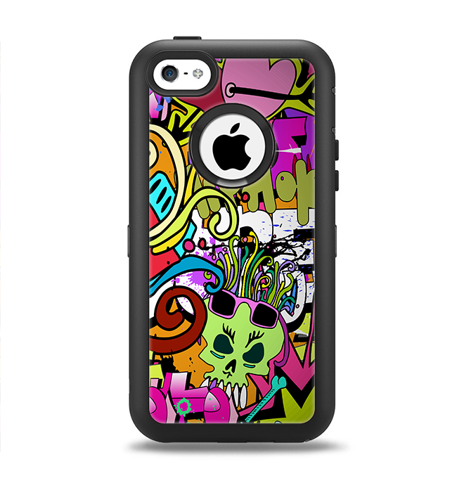 The Vibrant Colored Vector Graffiti Apple iPhone 5c Otterbox Defender Case Skin Set