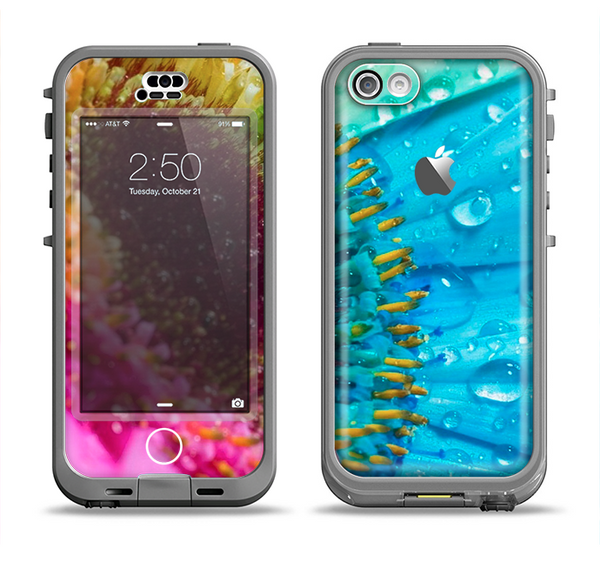 The Vibrant Colored Wet Flower Apple iPhone 5c LifeProof Nuud Case Skin Set
