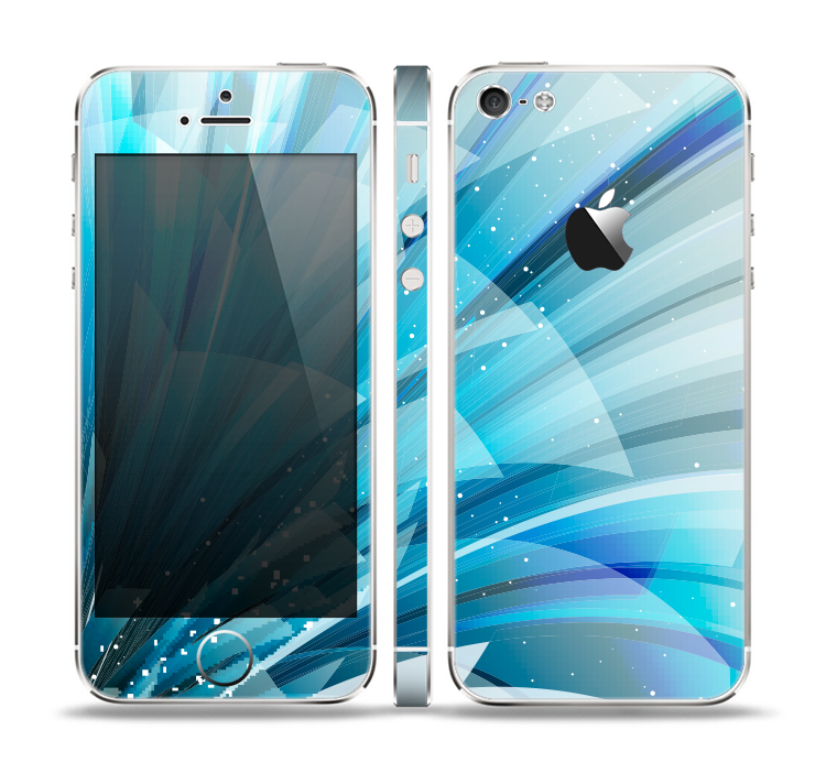 The Vibrant Curving Blue HD Lines Skin Set for the Apple iPhone 5