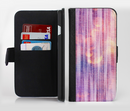 The Vibrant Fading Purple Fabric Streaks Ink-Fuzed Leather Folding Wallet Credit-Card Case for the Apple iPhone 6/6s, 6/6s Plus, 5/5s and 5c