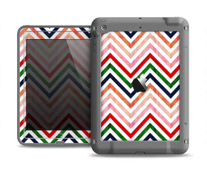The Vibrant Fall Colored Chevron Pattern Apple iPad Air LifeProof Fre Case Skin Set
