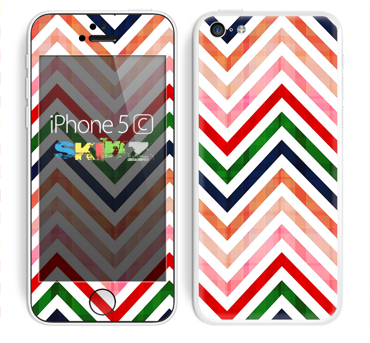 The Vibrant Fall Colored Chevron Pattern Skin for the Apple iPhone 5c