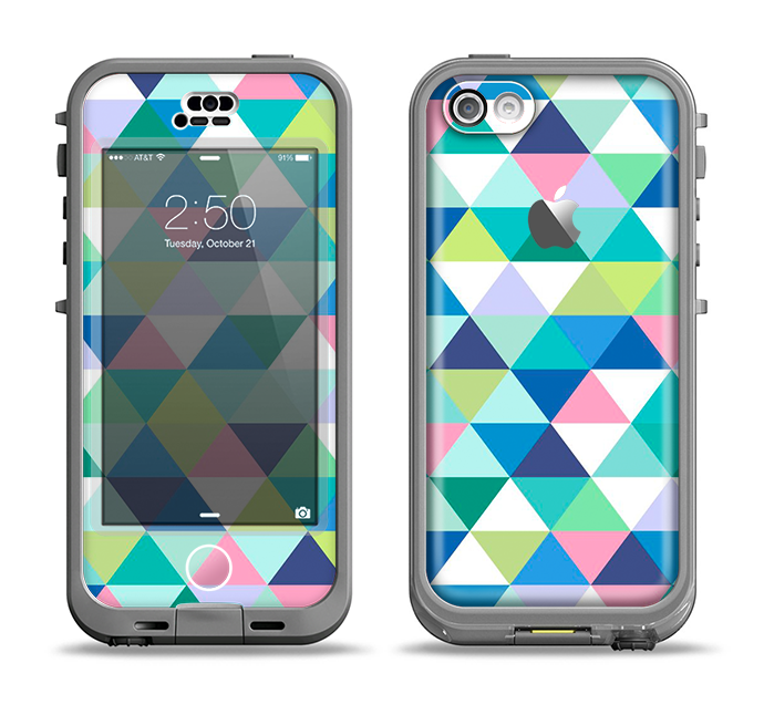 The Vibrant Fun Colored Triangular Pattern Apple iPhone 5c LifeProof Nuud Case Skin Set