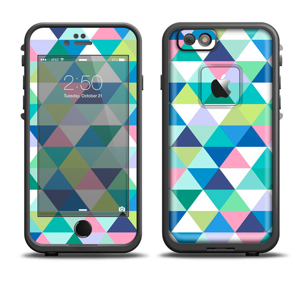 The Vibrant Fun Colored Triangular Pattern Apple iPhone 6 LifeProof Fre Case Skin Set