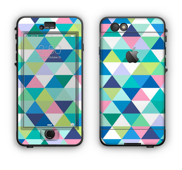 The Vibrant Fun Colored Triangular Pattern Apple iPhone 6 LifeProof Nuud Case Skin Set