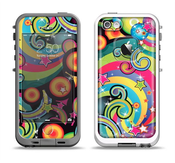 The Vibrant Fun Sprouting Shapes Apple iPhone 5-5s LifeProof Fre Case Skin Set