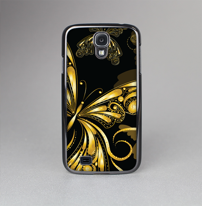 The Vibrant Gold Butterfly Outline Skin-Sert Case for the Samsung Galaxy S4