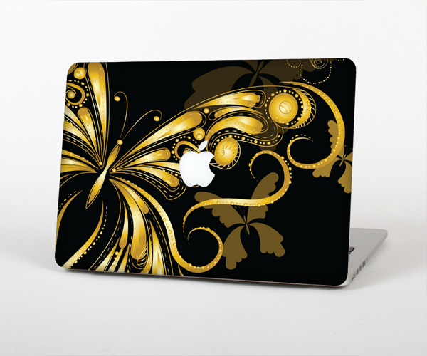 The Vibrant Gold Butterfly Outline Skin Set for the Apple MacBook Air 13"