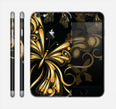 The Vibrant Gold Butterfly Outline Skin for the Apple iPhone 6