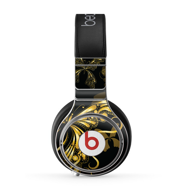 The Vibrant Gold Butterfly Outline Skin for the Beats by Dre Pro Headphones