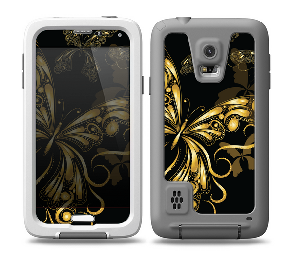 The Vibrant Gold Butterfly Outline copy Skin for the Samsung Galaxy S5 frē LifeProof Case