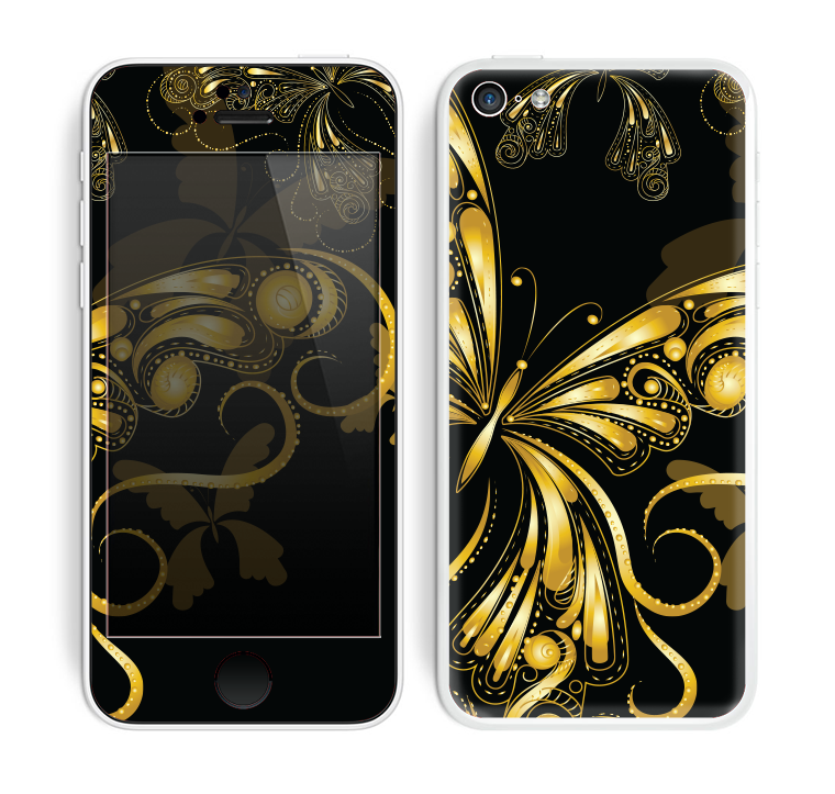 The Vibrant Gold Butterfly Outline copy Skin for the Apple iPhone 5c