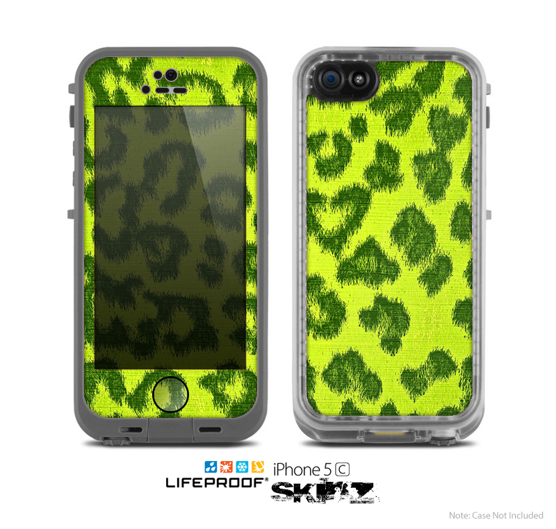 The Vibrant Green Cheetah Skin for the Apple iPhone 5c LifeProof Case