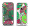 The Vibrant Green & Coral Floral Sketched Apple iPhone 5-5s LifeProof Fre Case Skin Set